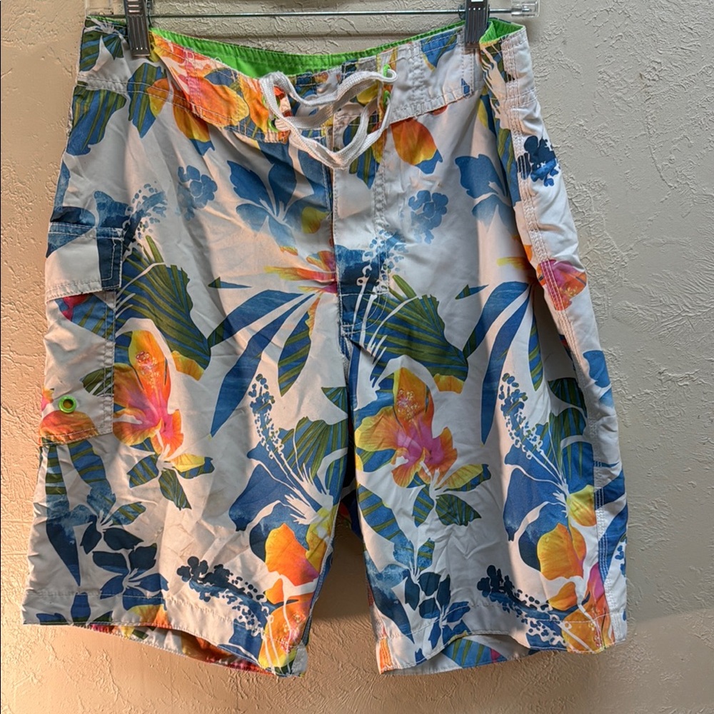 Old Navy Blue and Green Board Shorts for Swim
